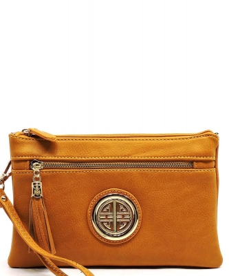 Fashion Logo Clutch Cross Body Bag WU021L MUSTARD
